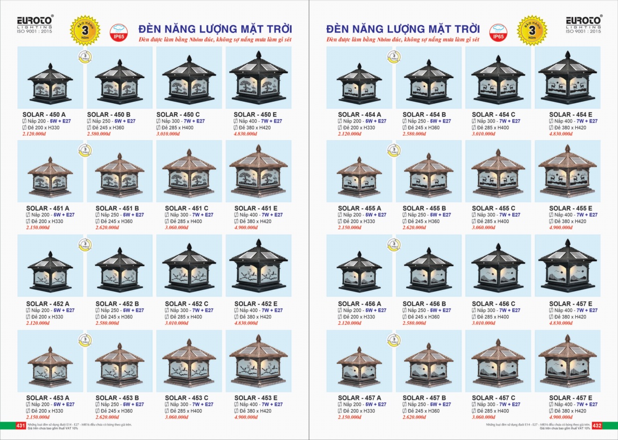 Trang catalogue đèn năng lượng mặt trời kiểu cổ điển