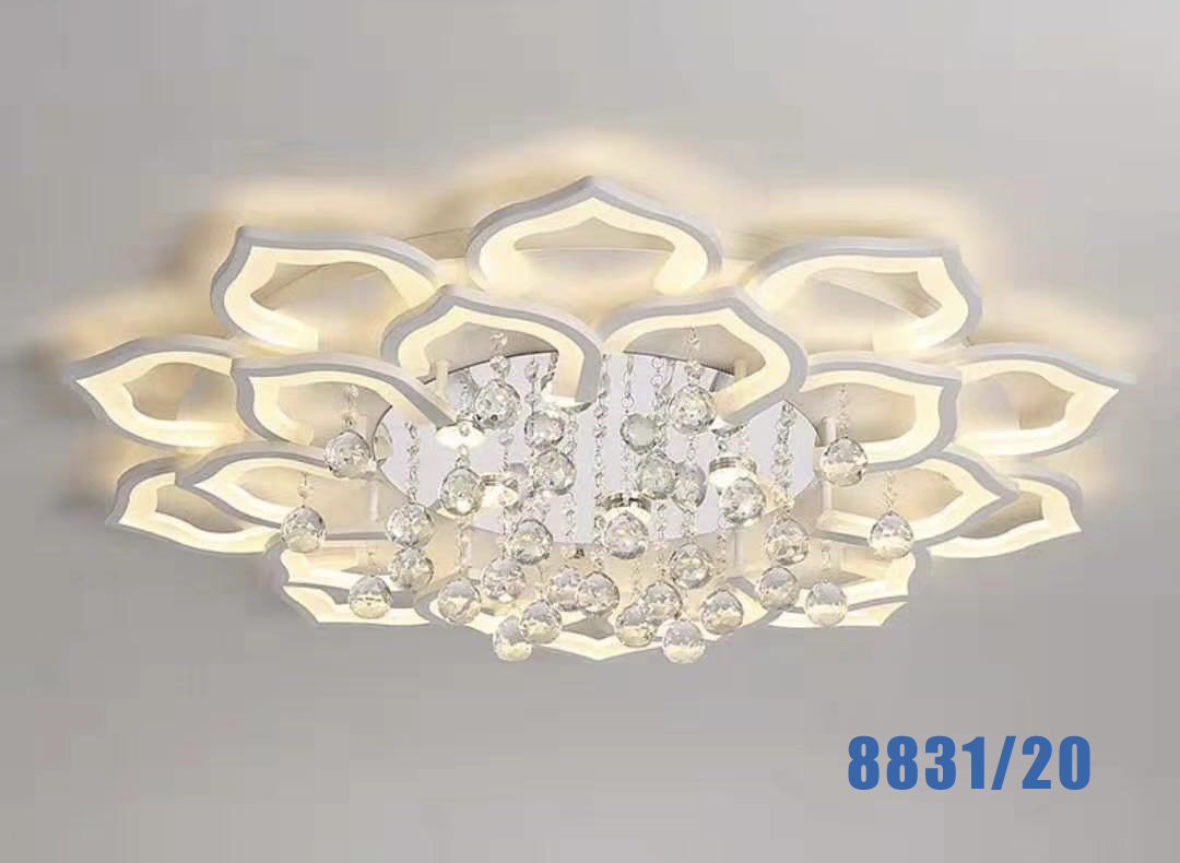 Đèn mâm pha lê LED hình hoa sen cho phòng khách